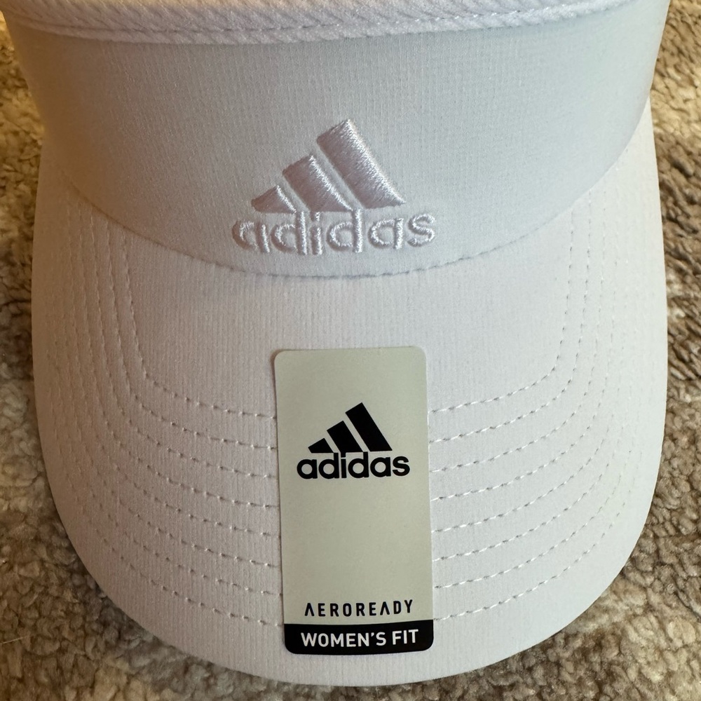 adidas White Women's Aeroready Visor with Embroidered Logo - Picture 2 of 4
